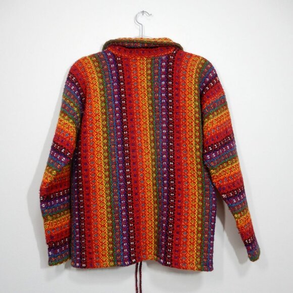 E.C.C. Ecuadorian Clothing Company Handwoven Wool Blend Sweater Jacket Size M - Picture 6 of 8